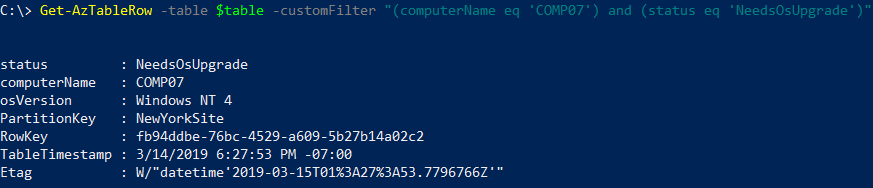 Working with Azure Tables from PowerShell - AzureRmStorageTable/AzTable ...